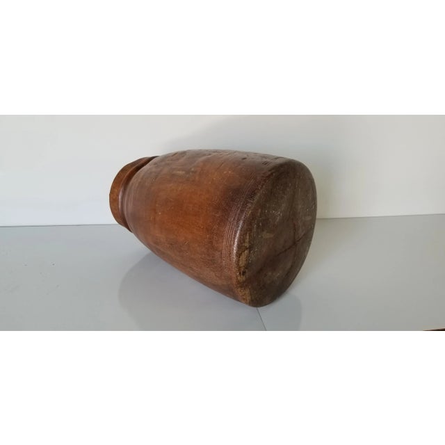 Brown Vintage Primitive Style Hand Carved Wood Decorative Vase For Sale - Image 8 of 12