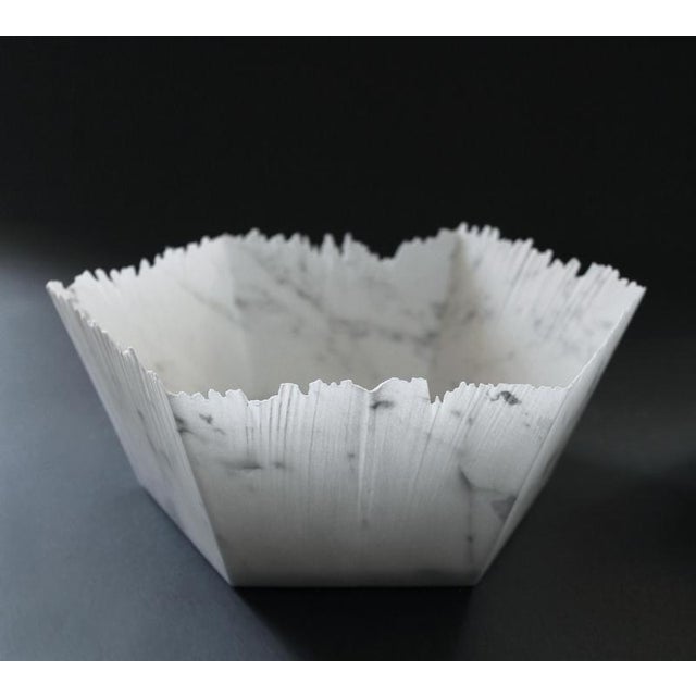 Drap C Hexagonal Decorative Bowl in White Carrara Marble by Bufalini Marmi For Sale - Image 16 of 18