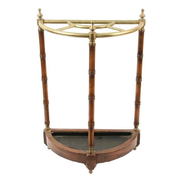 Early 20th Century Antique English Georgian Style Demi Lune Umbrella Stand For Sale