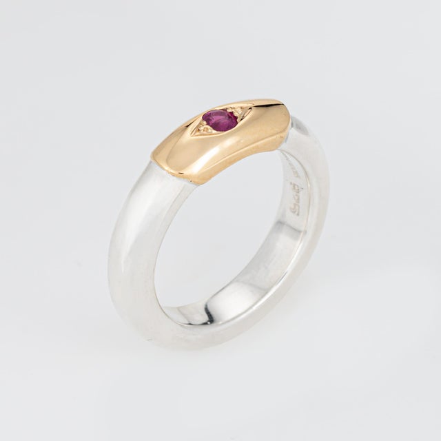 Stylish & finely detailed vintage Ilias Lalaounis ruby ring, crafted in sterling silver & 18 karat yellow gold (circa...