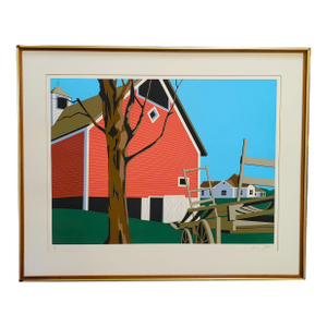 1970s Armond Fields "Red Barn" Limited Edition Hand Pulled Original Serigraph