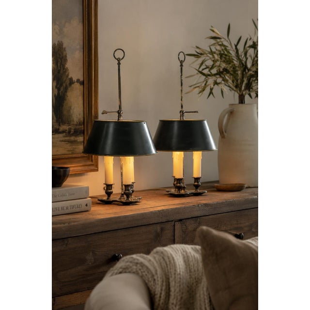 French Bouillotte Lamps in Silvered Metal, 1940s, Set of 2 For Sale - Image 18 of 18