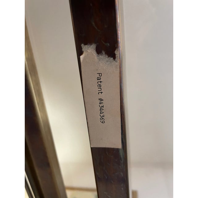 1980s Brass and Glass Dining Table With Integrated Extension Leaf For Sale - Image 11 of 12