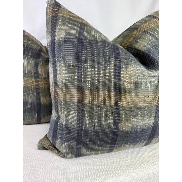 Custom pair of 22" pillows covered in Zak + Fox "Alasdair" in color 02. These pillows have tapered corners to prevent dog...