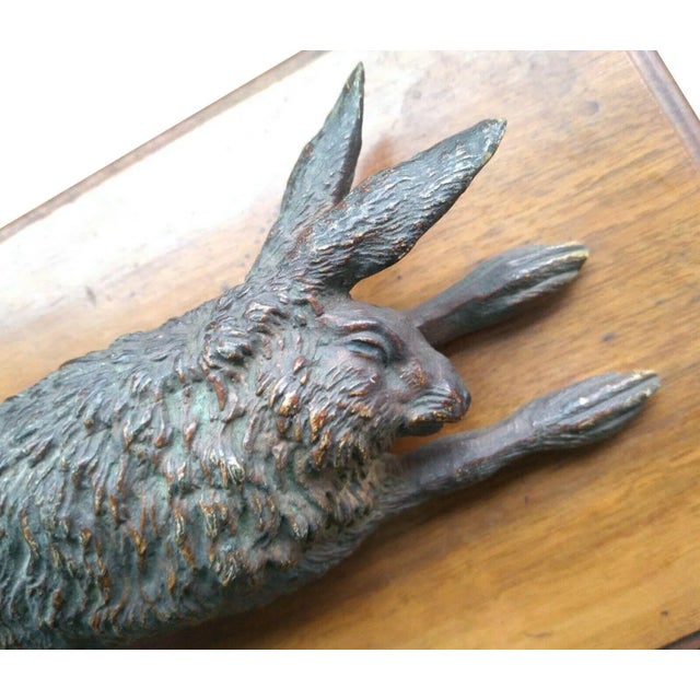 Victorian Antique 19th Century Austrian Viennese Cold Painted Vienna Bronze Nature Morte Game Sculpture of Paper Clip in the Form of Rabbit or Hare For Sale - Image 3 of 13