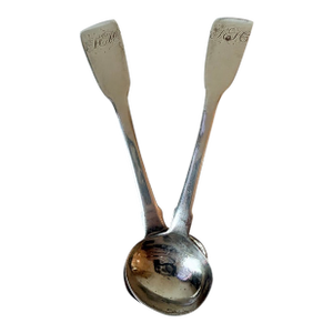 Vintage Sterling Silver Salt Spoons, Monogrammed, a Pair