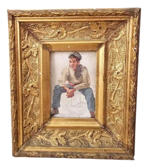 Character from the Era, 1860, Small Watercolor, 19th Century, Framed