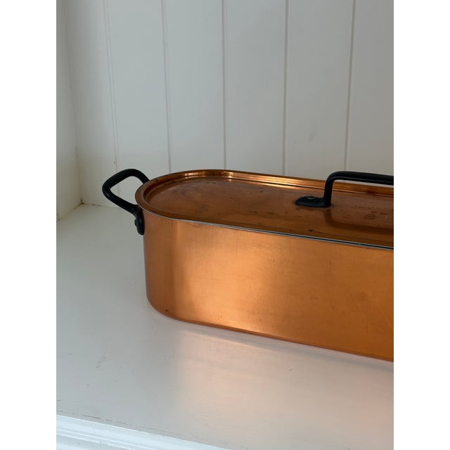 Metal Vintage French Copper Fish Poacher With Original Insert and Lid, Circa 1950–1970 For Sale - Image 7 of 11