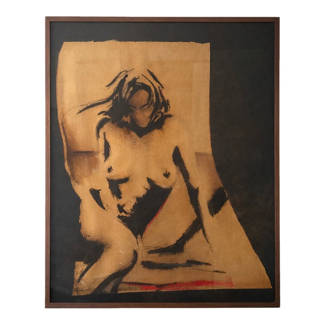 Greg Lauren Figurative Nude Mixed Media on Paper, Framed For Sale