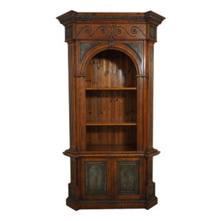 Turazza Italian Continental Distressed Finish 2 Piece Bookcase Cabinet For Sale