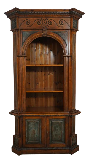 Turazza Italian Continental Distressed Finish 2 Piece Bookcase Cabinet