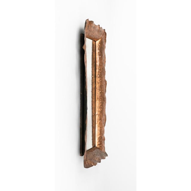 Mid-Century Mirror in Hammered Copper attributed to Angelo Bragalini, Italy, 1960s For Sale - Image 4 of 11