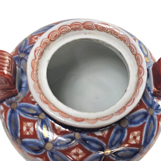 19th Century Japanese Imari Tripod Censer With Foo Dog Lid, Antique Arita Porcelain Edo-Meiji Era 6.75" For Sale - Image 5 of 12
