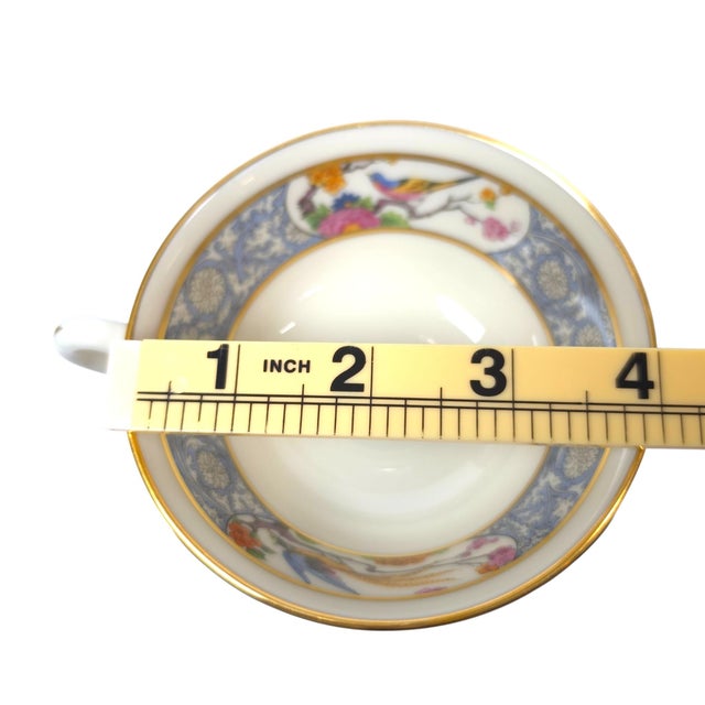 Vintage Lenox Ming P-16 Bird and Floral Footed Teacups and Saucers Set of 2 - 4 pcs For Sale - Image 14 of 16