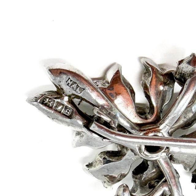 Silver and Paste Floral Brooch by Harold A. Lazarus, 1950s For Sale - Image 9 of 10