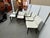 Wood X-Back White Leather and Dark Walnut Wood Dining Side Chairs, Set of Ten For Sale - Image 7 of 12