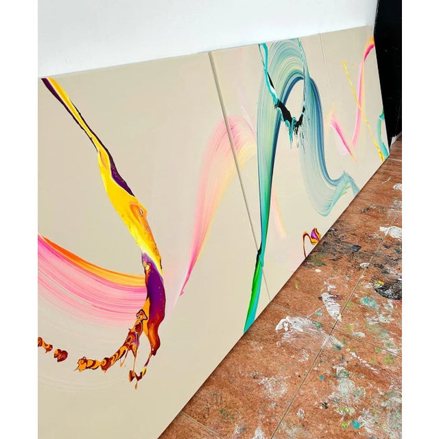 Contemporary Abstract Acrylic on Canvas Painting “For Ever, Together (Triptych)" by Nikolaos Schizas For Sale - Image 4 of 5