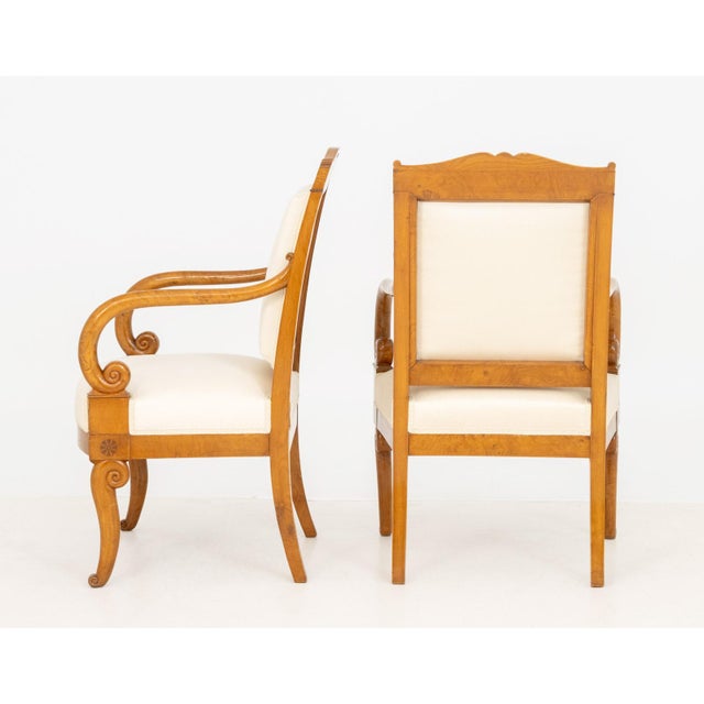 Wood French Empire Style Walnut Armchairs, Pair For Sale - Image 7 of 7