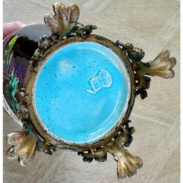 French Ceramic Barbotine Vases by Edouard Gilles, Pair, Circa 1880 For Sale - Image 9 of 12