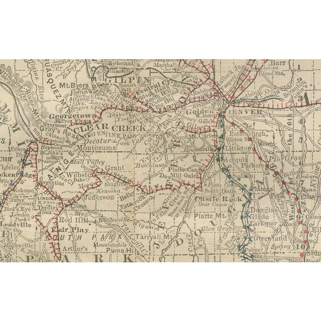 Colorado Map of The Centennial States Railroads with Mines and Counties, 1888 For Sale - Image 10 of 12