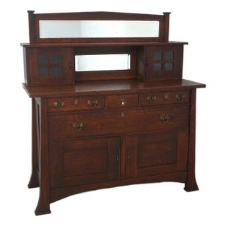 Antique Limbert Style Mission Oak Sideboard W. Mirror For Sale