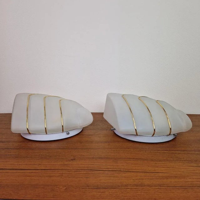 Glass Wall Lamps from Massive, 1980s, Set of 2 For Sale - Image 4 of 11