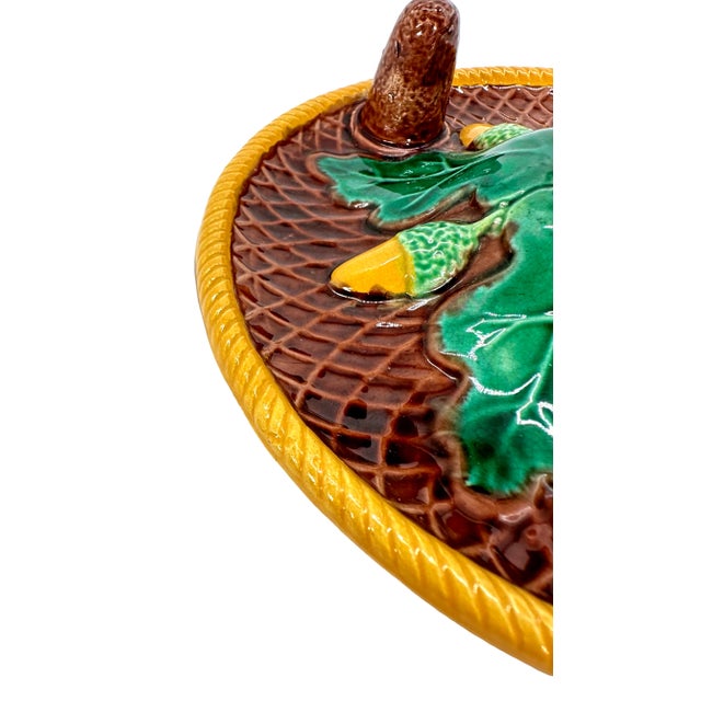 A George Jones Majolica Candlestick Stand With Acorns and Oak Leaves, Ca. 1870 For Sale - Image 9 of 11