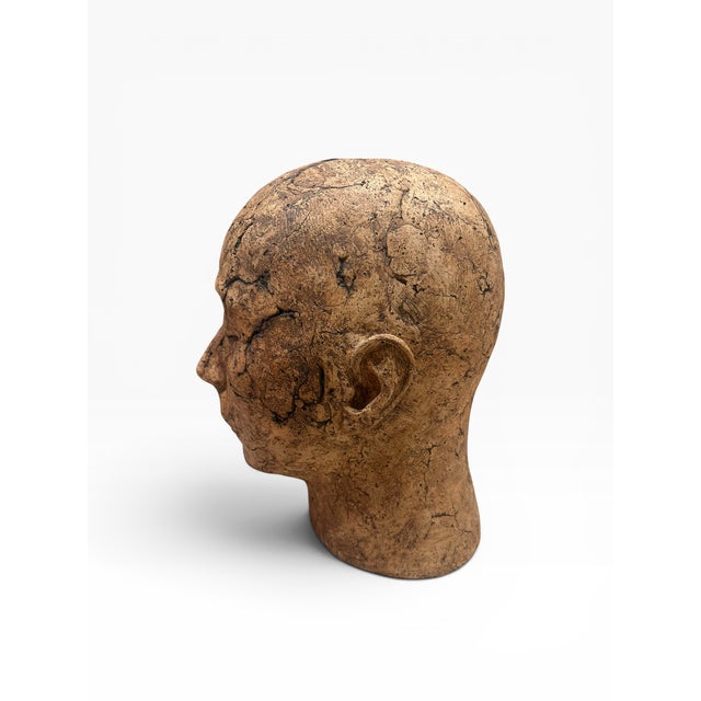 Coffee Late 20th Century Large Contemporary Studio Ceramic Sculptural Head Bust For Sale - Image 8 of 8