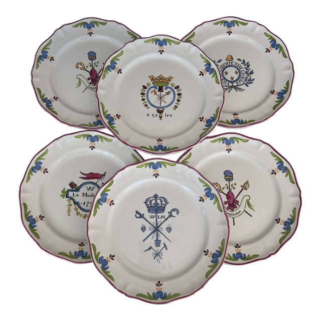 Saint-Amand "A Ca Ira" French Revolution Plates- Set of 6 For Sale