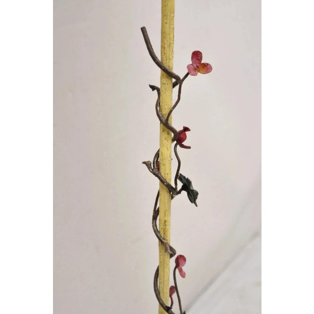 Antique Hendryx Art Nouveau Wrought Iron Bird Cage & Stand With Flowers and Vine For Sale - Image 11 of 12