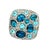 Contemporary Blue Topaz Diamond 18k White Gold Pave Flat-Top Ring, Size 6.75 For Sale - Image 3 of 5