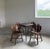 (4) Brutalist Oak Chairs Chalet-Style (After Puydt) + Steel Tolix Game Table, Set of 5 Pieces For Sale - Image 6 of 12
