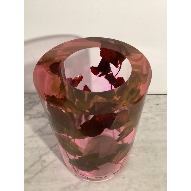 Resin Flower Vase with Rose Stems and Leaves Inside, 1970s For Sale - Image 11 of 15