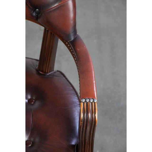 English Style Dark Brown Cowhide Chesterfield Chairs, Set of 2 For Sale - Image 9 of 15