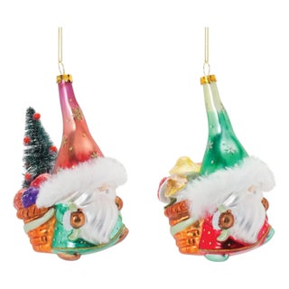 Glass Santa Gnome Ornament (Set of 6) For Sale