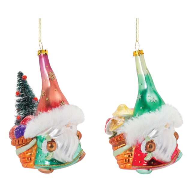 Glass Santa Gnome Ornament (Set of 6) For Sale