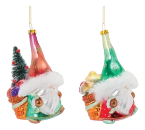 Glass Santa Gnome Ornament (Set of 6)