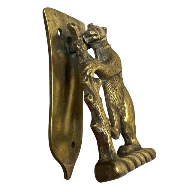 Metal 19th Century English Brass Bear Doorknocker For Sale - Image 7 of 8
