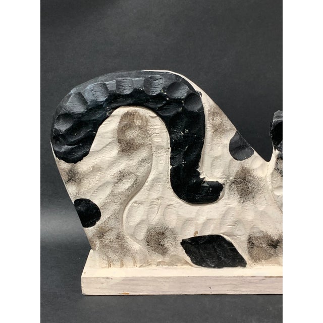 Folk Art Vintage Folk Art Painted Wooden Carved Cat Sculpture For Sale - Image 3 of 8