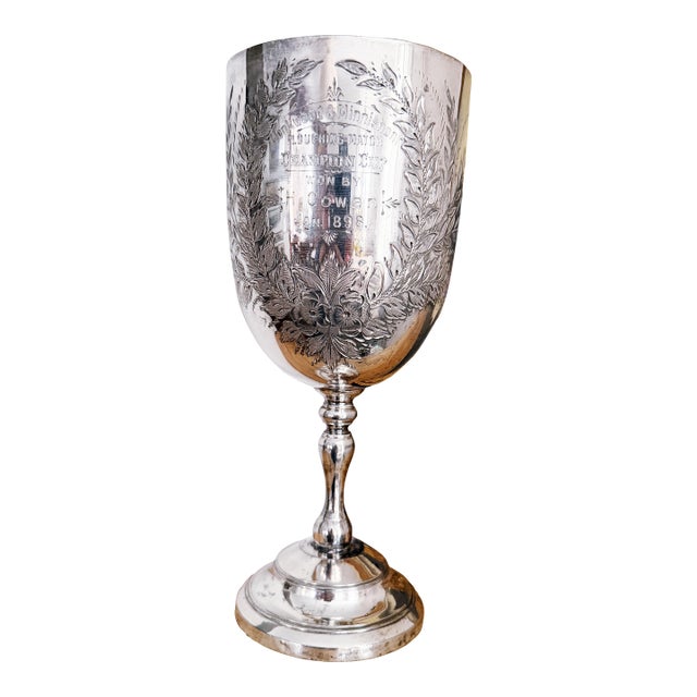 Antique 1898 English Silver Plated Ploughing Trophy For Sale