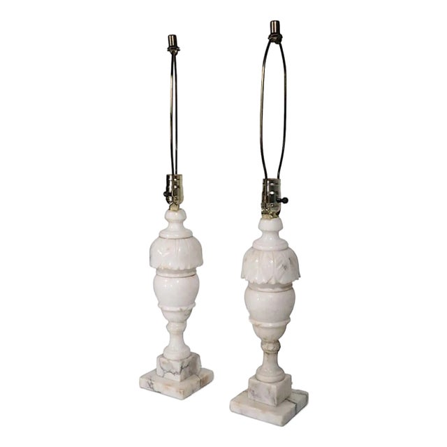 Vintage Alabaster Table Lamps - a Pair For Sale