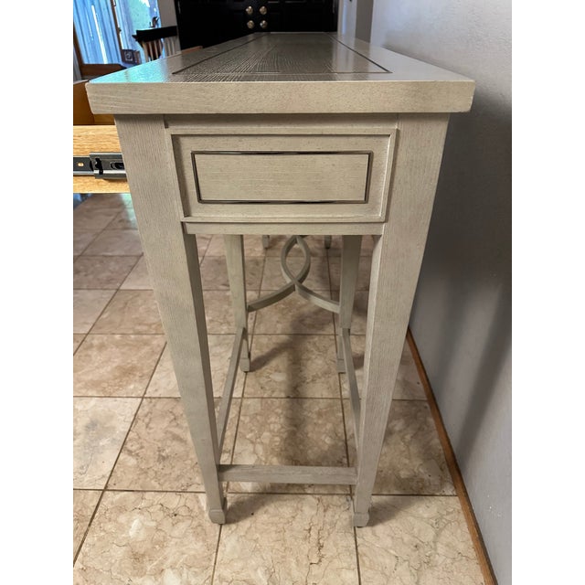 Wood Bernhardt Criteria 78” Heather Gray Ash & Stainless Steel Console Table For Sale - Image 7 of 17