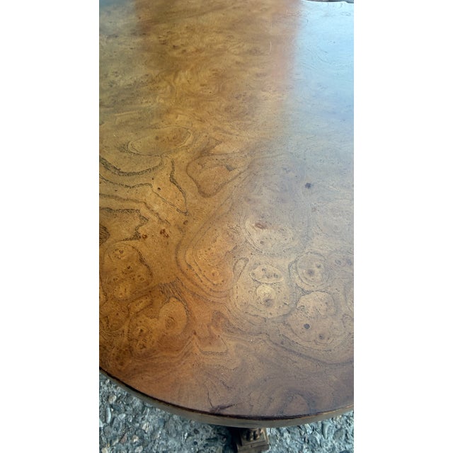 Attributed Mastercraft Neoclassical Burl Wood & Brass Accent Side Table For Sale - Image 15 of 15