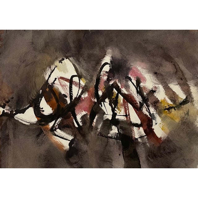 Pawel Kontny, Modernist Abstract Expressionist Watercolor Painting Bauhaus Weimar Artist For Sale