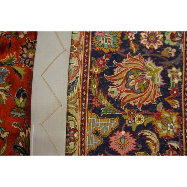 Traditional Mid 20th Century Small Traditional Rust Floral Antique Tabriz Knotted Wool Rug For Sale - Image 3 of 7