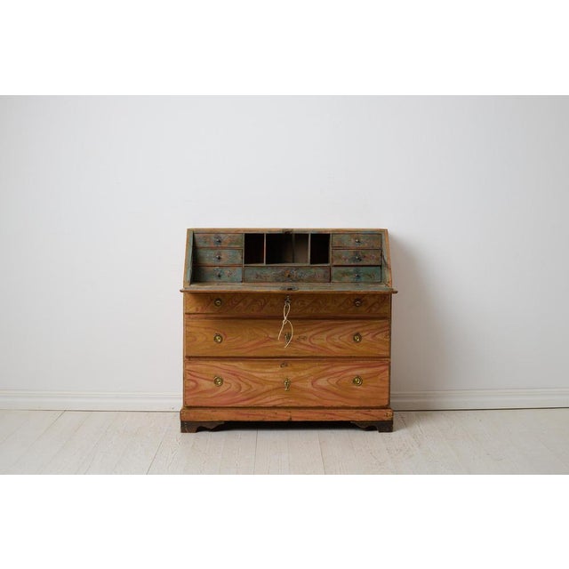Swedish Folk Art Secretaire in Pine For Sale - Image 6 of 16