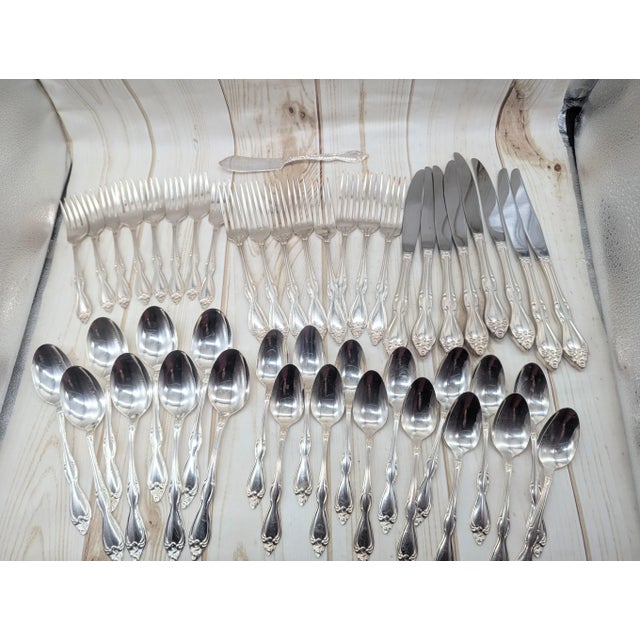 Wm A. Rogers Oneida LTD Silverplate Flatware Set – Old South Pattern, - 48 Pieces For Sale - Image 11 of 18