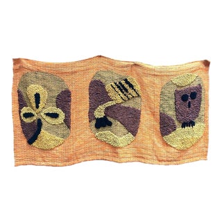 1950s Giant Hand-Loomed Polynesian Abstract Tapestry For Sale