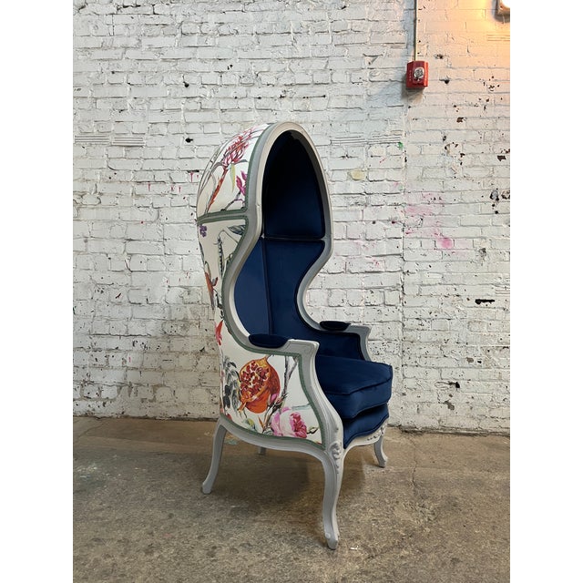 Mid 20th Century Mid 20th Century French Louis XV Style Hooded Porters Chair - Balloon Chair For Sale - Image 5 of 12