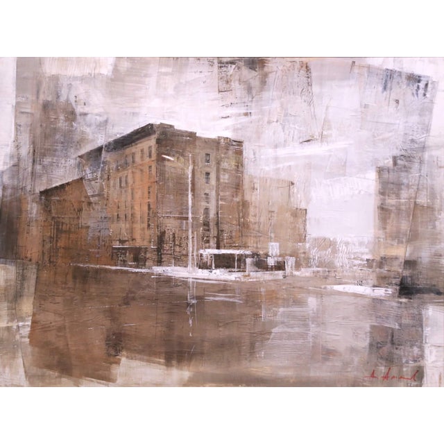 Street Art Large Cityscape Painting by Alexey Alpatov in Carved Silver Frame For Sale - Image 3 of 13
